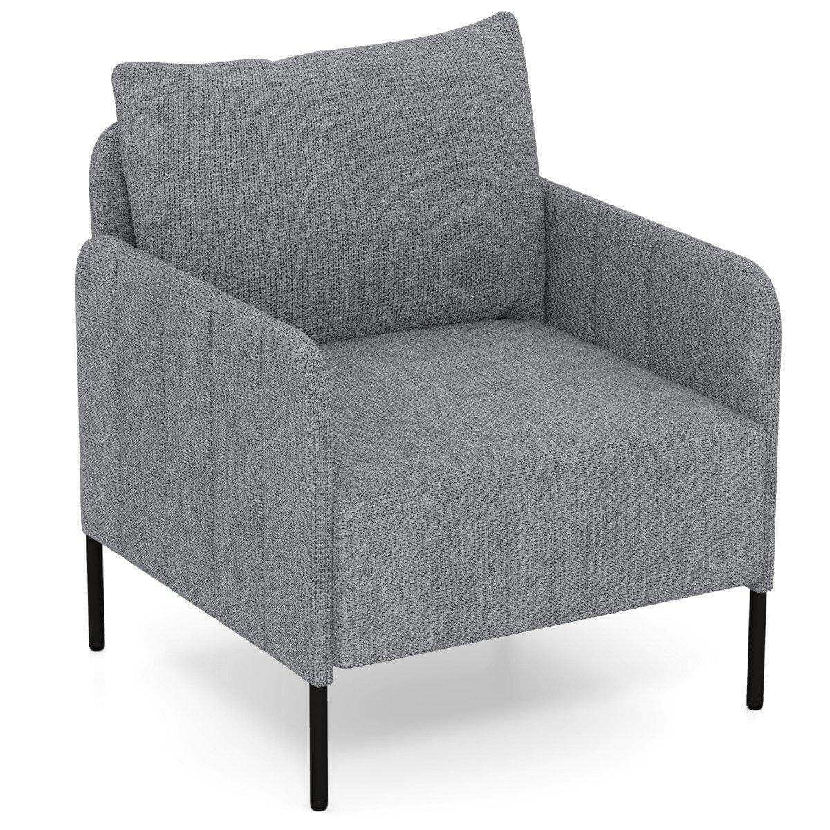 Chenille Lounge Chair med justerbara fotkuddar – Grå