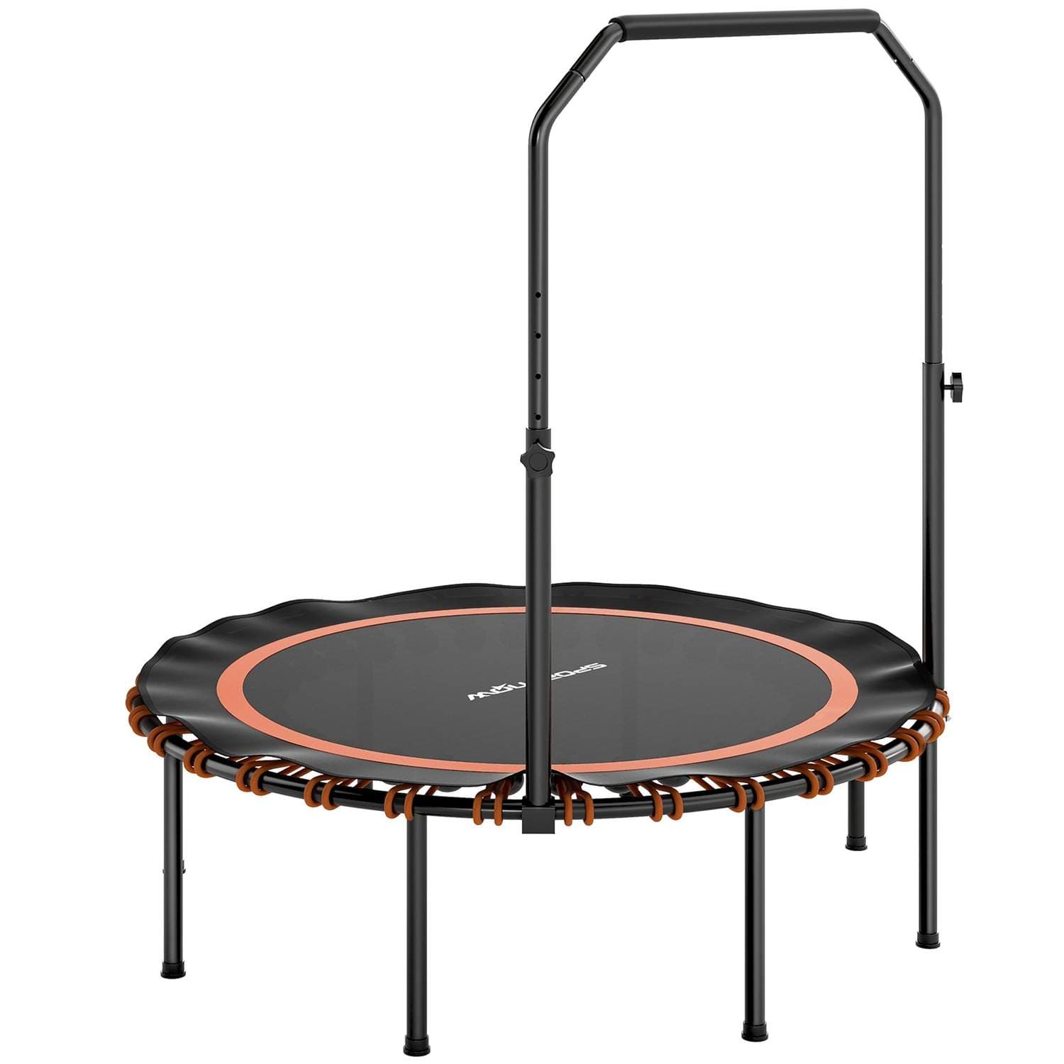 Fitnesstrampolin med justerbart handtag, inomhus/utomhus, orange