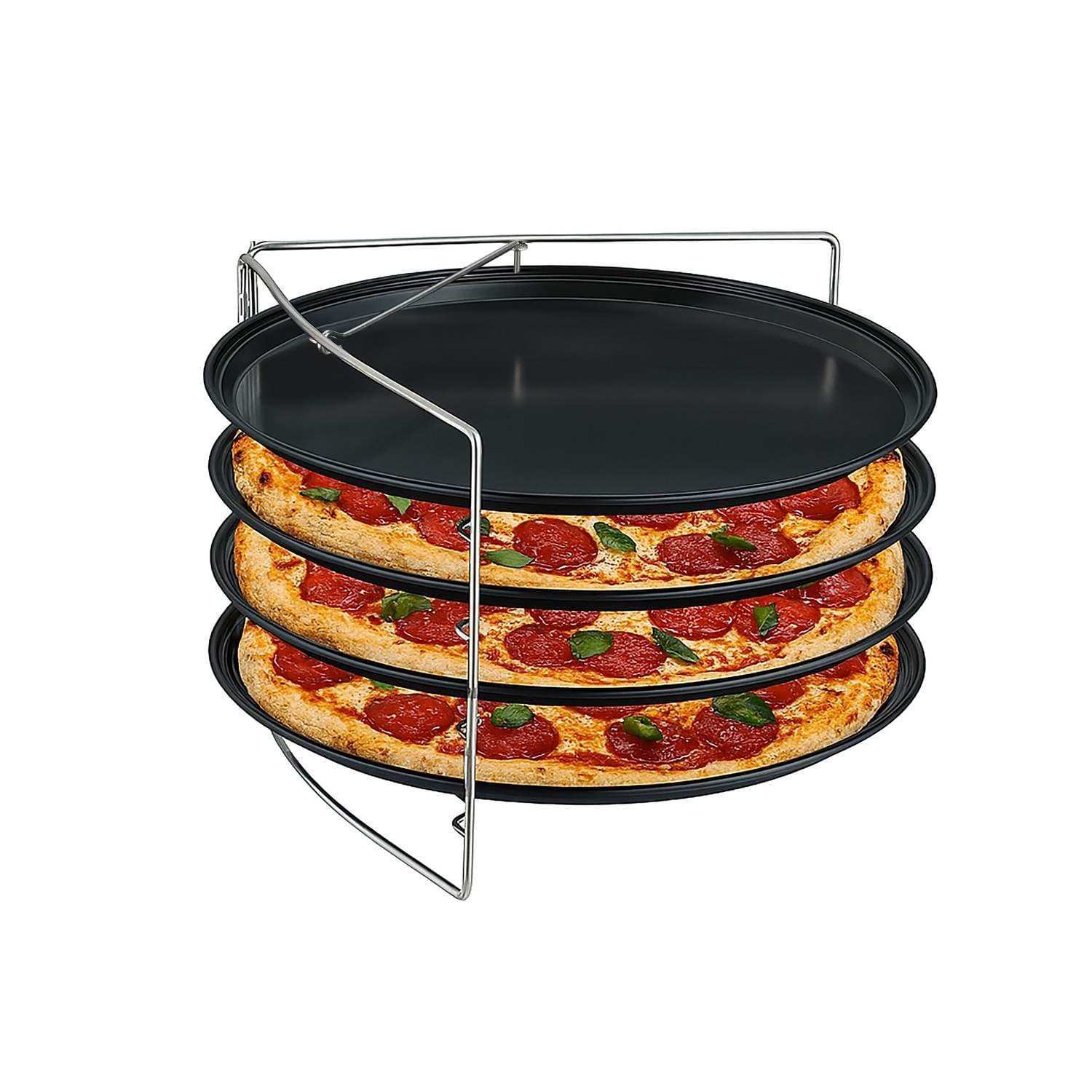 Pizzabrickaset med ställ – non-stick, 4 brickor