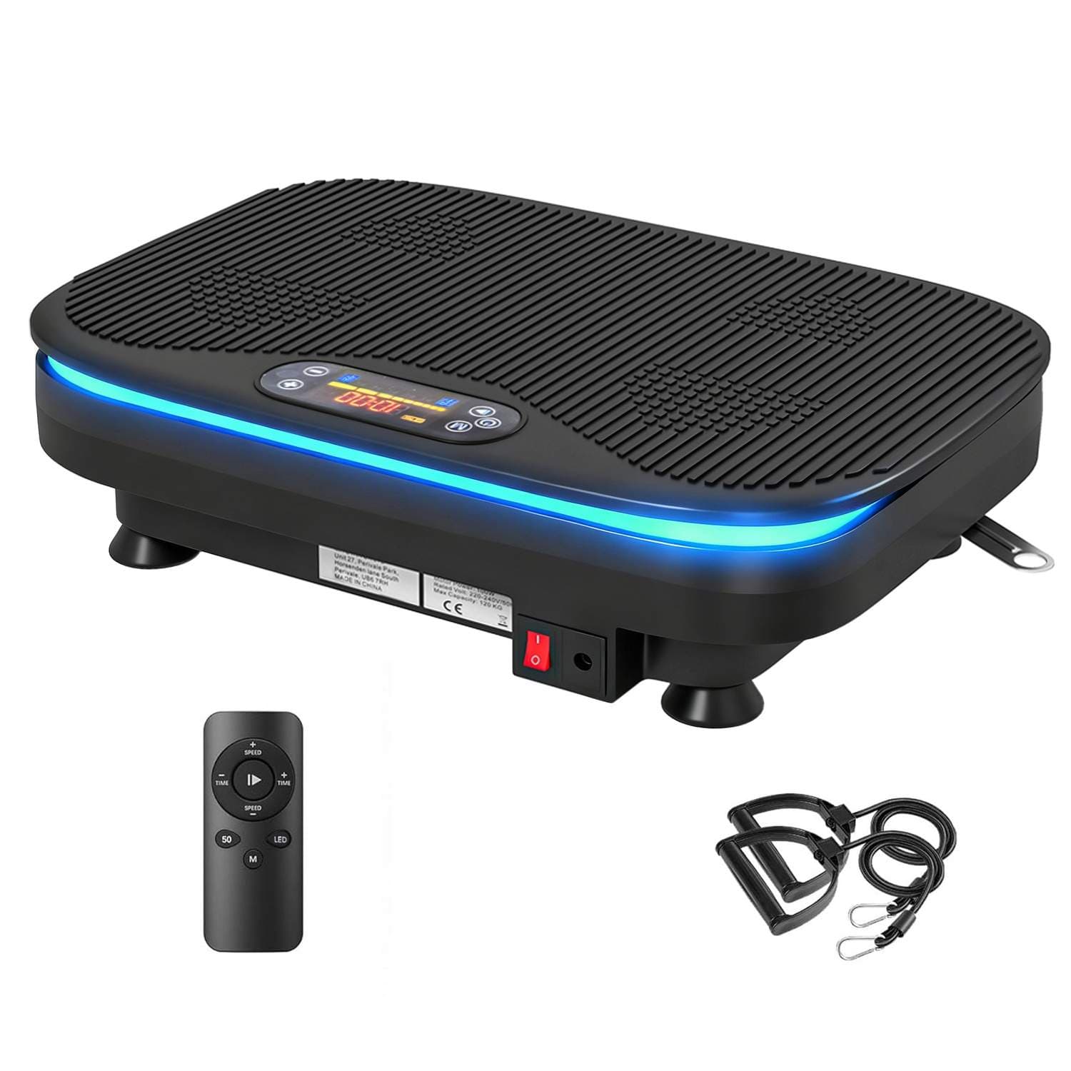 Vibrationsplatta för fitness – Bluetooth, 99 hastigheter, svart