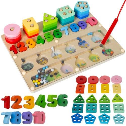 Montessori träsorterare – 3-i-1 pedagogisk leksak 30x22,5 cm