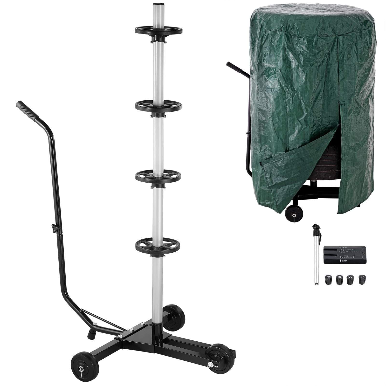 Mobilt däckställ – svart aluminium, rymmer 4 däck