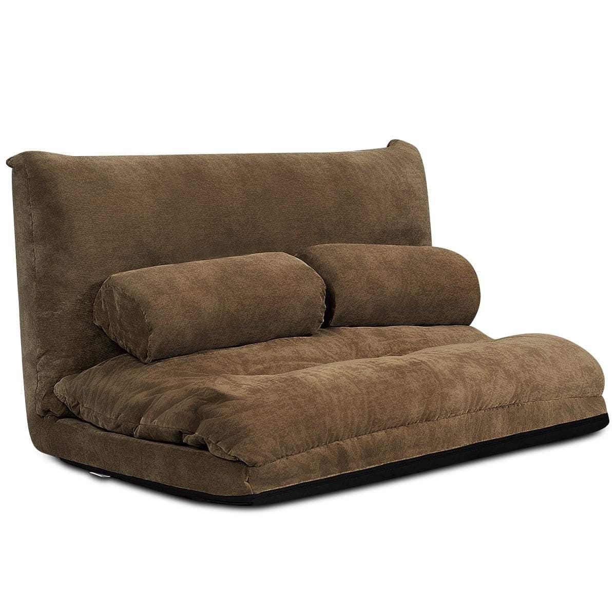 Ställbar golvbäddsoffa med kuddar – brun, hopfällbar design