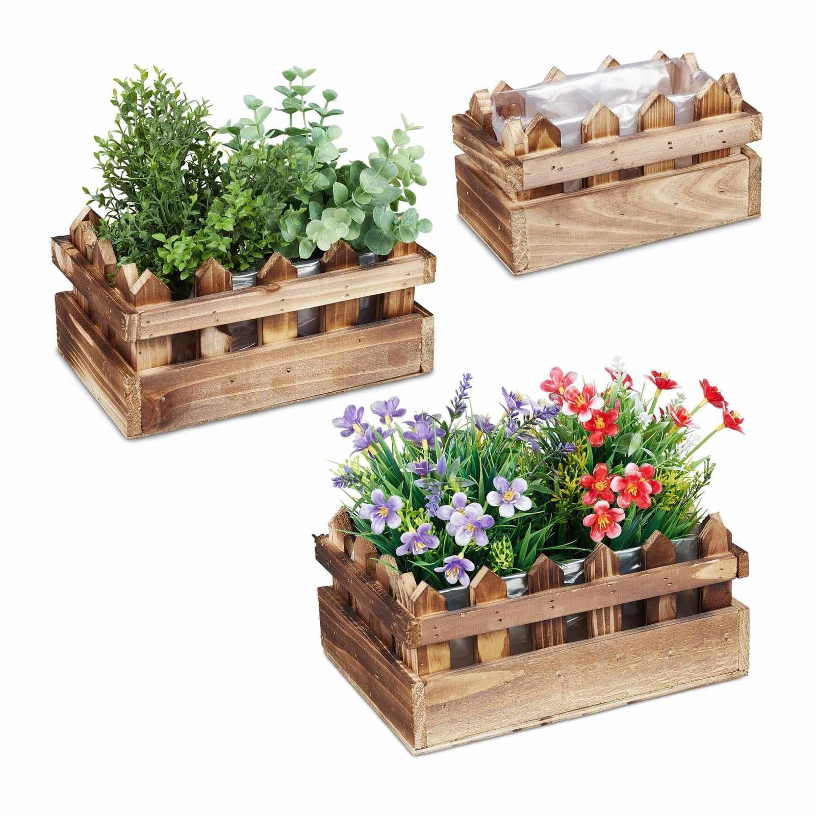 Blomkrukor med dekorativt staket