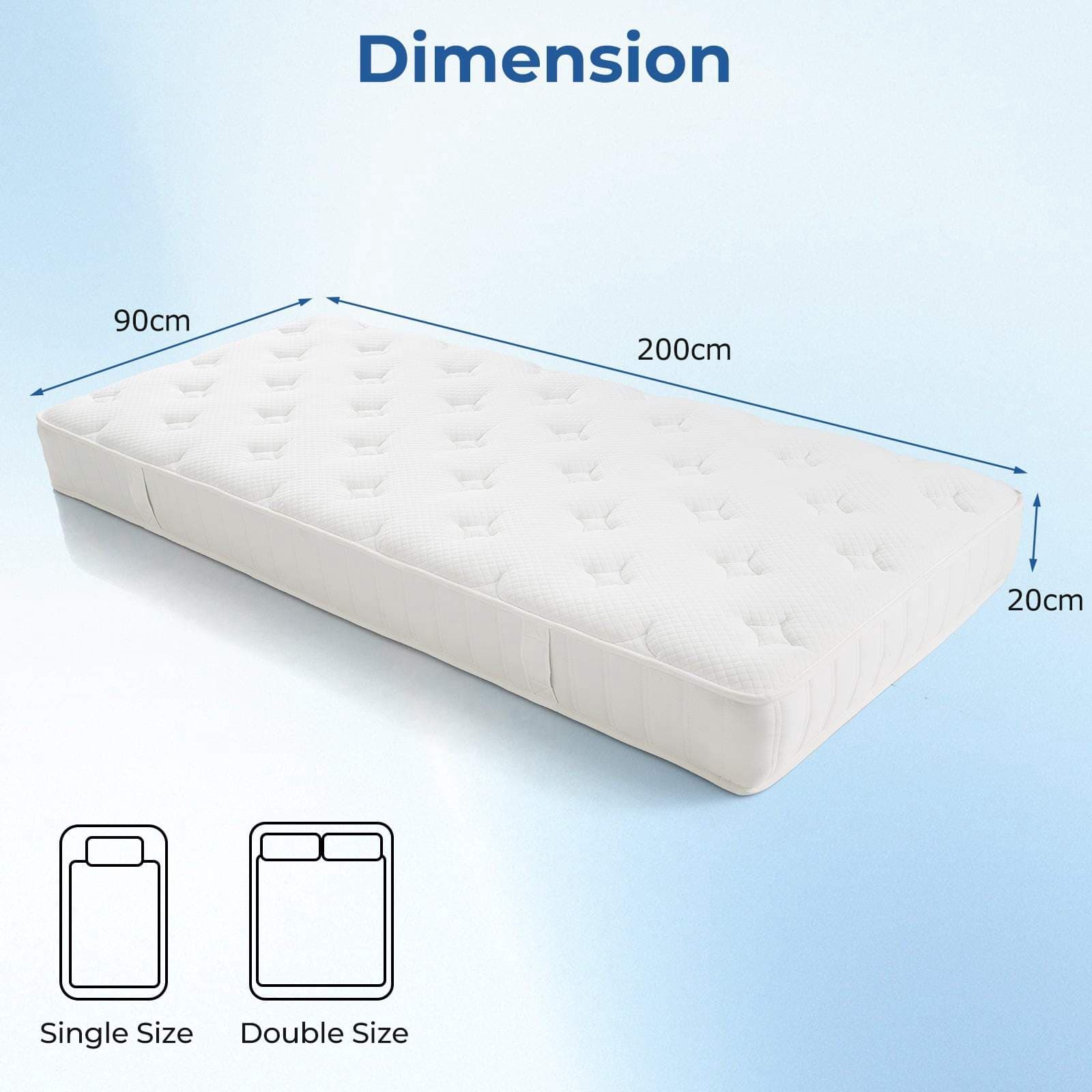 Skumhybridmadrass 90x200 cm – Rörelseisolering och stöd