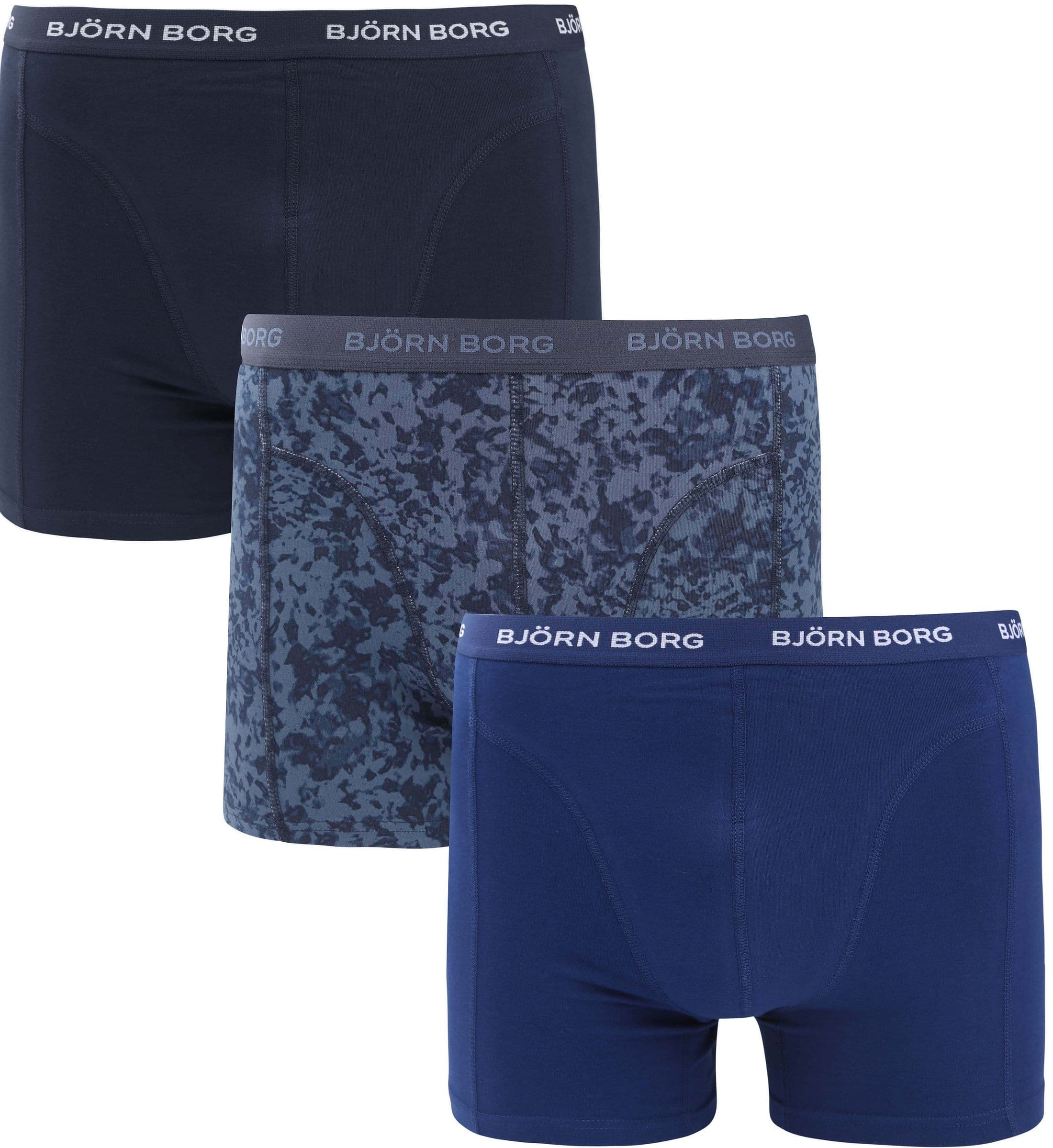 Björn Borg Bomullsstretchboxers 3-pack Svart Mörkblå Mångfärgad Blå Storlek XL
