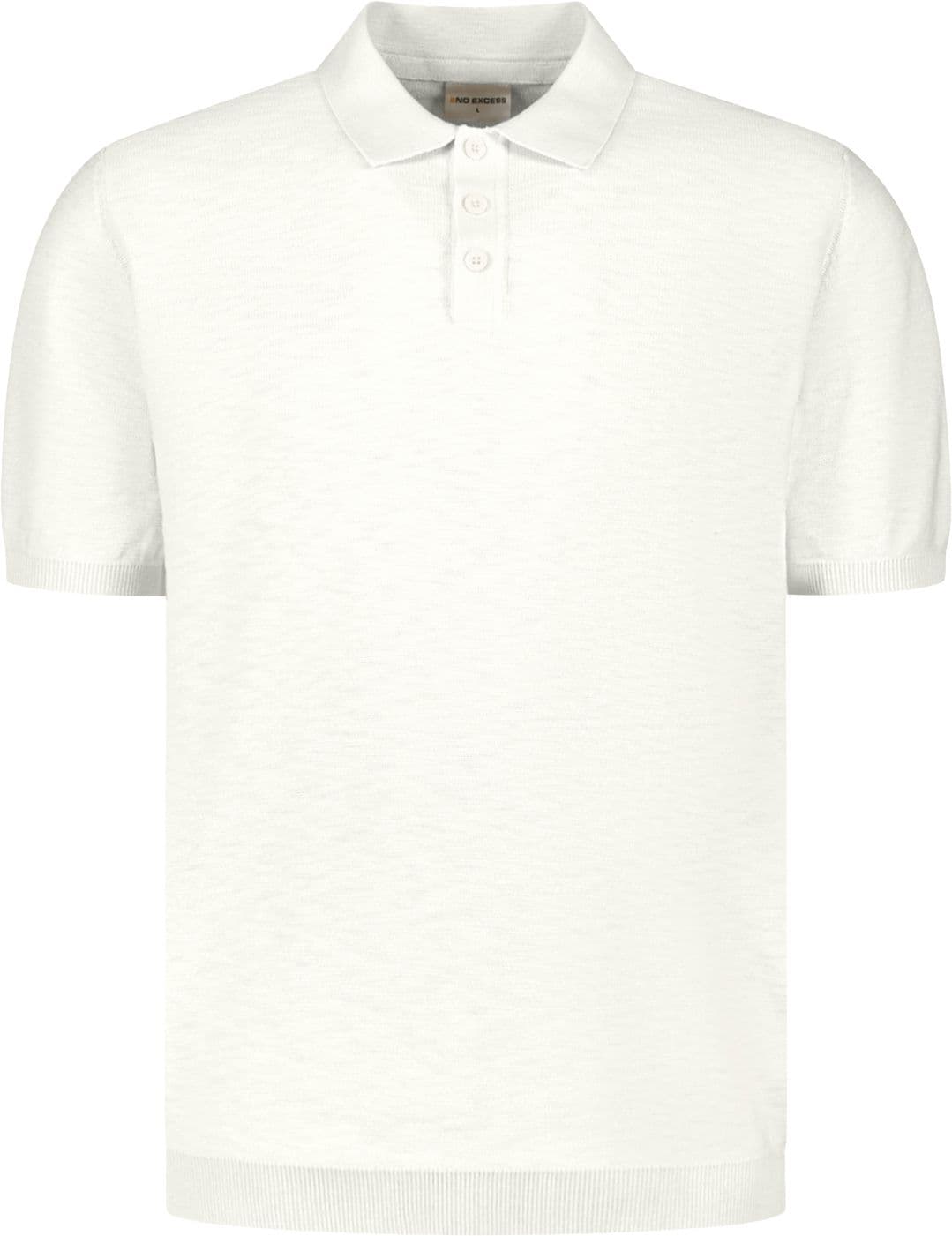 No Excess Stickad Polotröja i Slub Råvit Off-White Beige Storlek XXL
