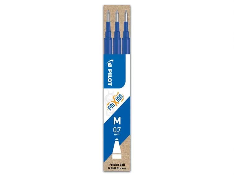 Refills PILOT FriXion, 0,7 mm, raderbar gel, blå, 3-pack