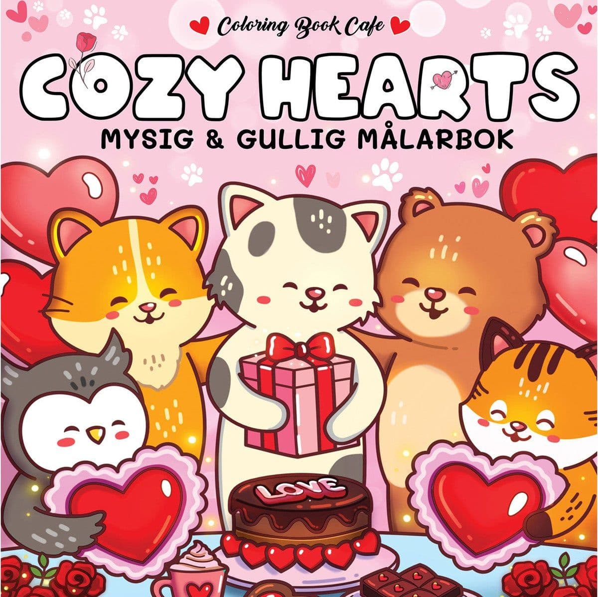 Målarbok: Cozy Hearts