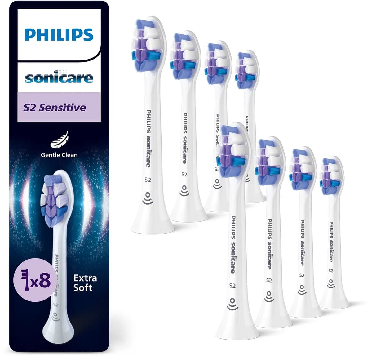 Philips Sonicare S2 Sensitive tandborsthuvuden - Vita - 8-pack