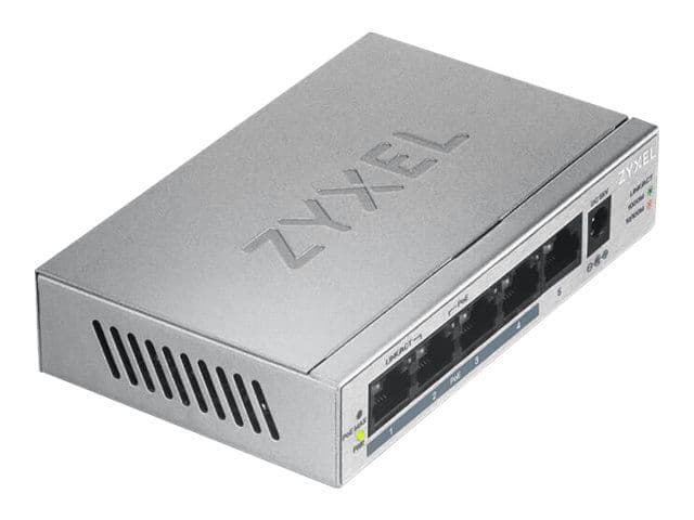 Zyxel GS1005HP - Switch - ohanterad - 4 x 10/100/1000 (PoE+) + 1 x 10/100/1000 - väggmonterbar, skrivbordsmodell - PoE (60 W)
