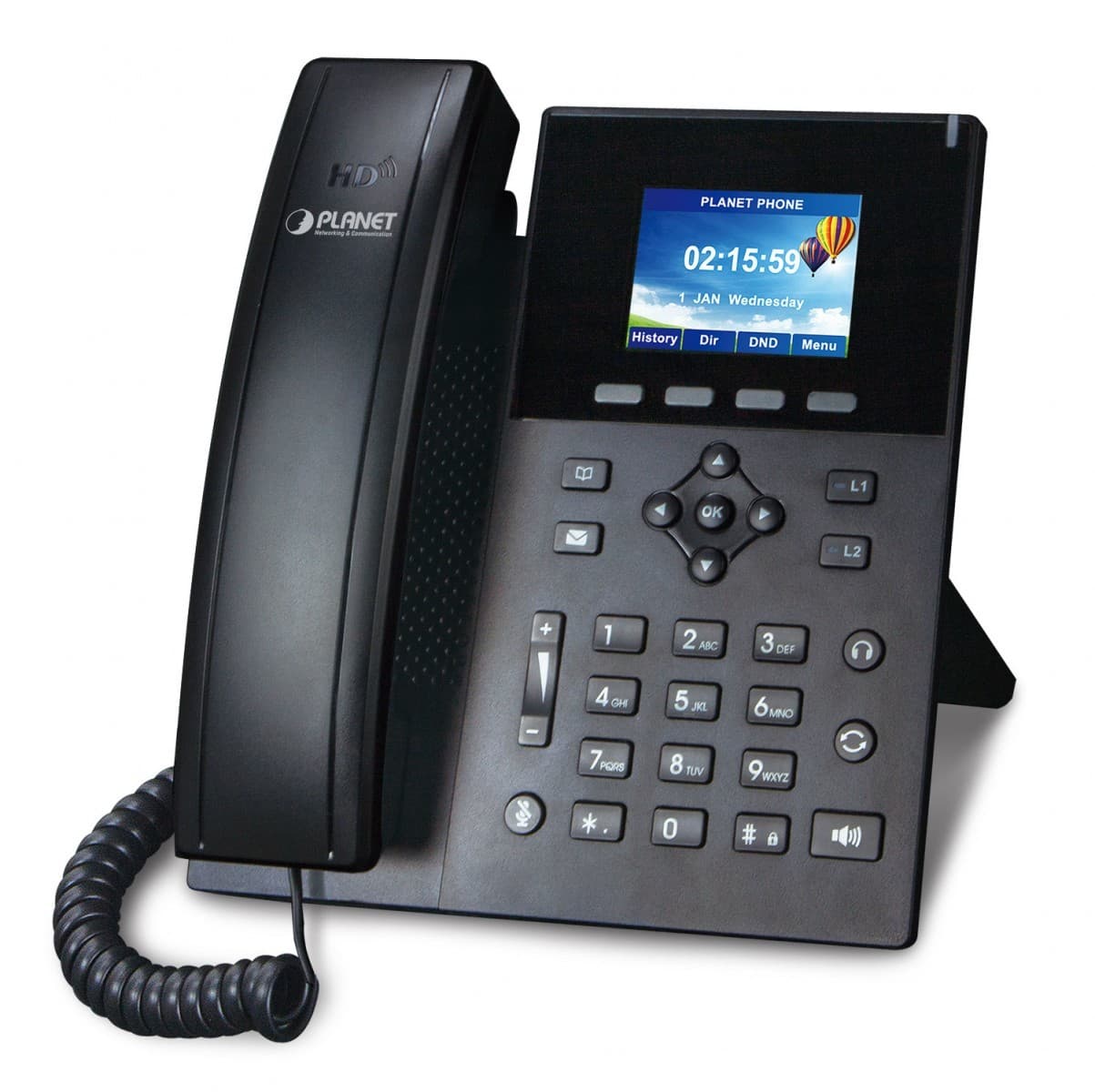 PLANET High Definition Color POE IP phone Black 6 lines LCD VIP-1260PT