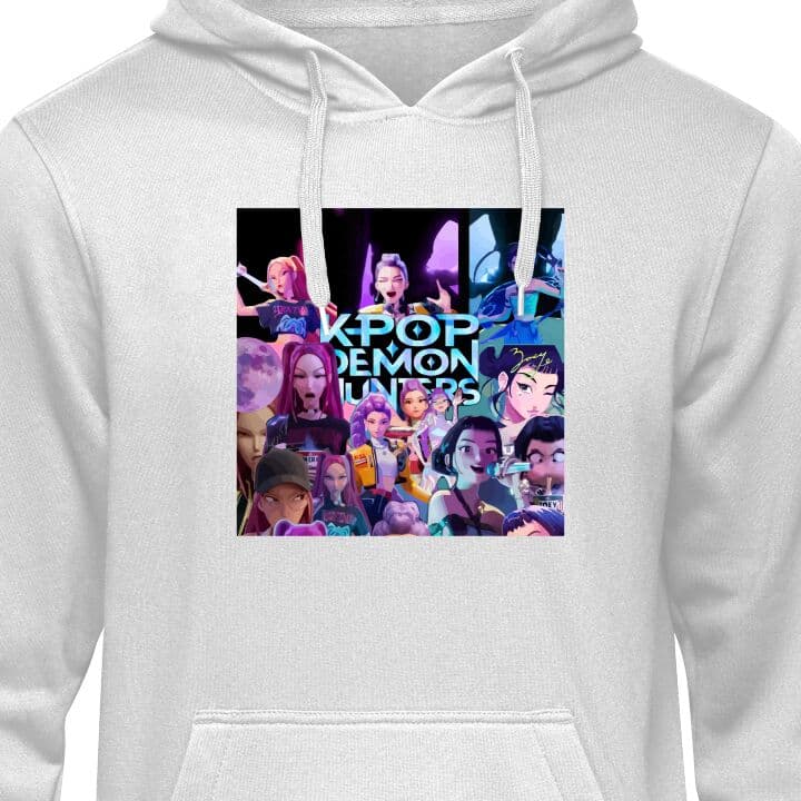 Barn Hoodie KPop Demon Hunters anime stil mörk design Grå 9-11 Šr