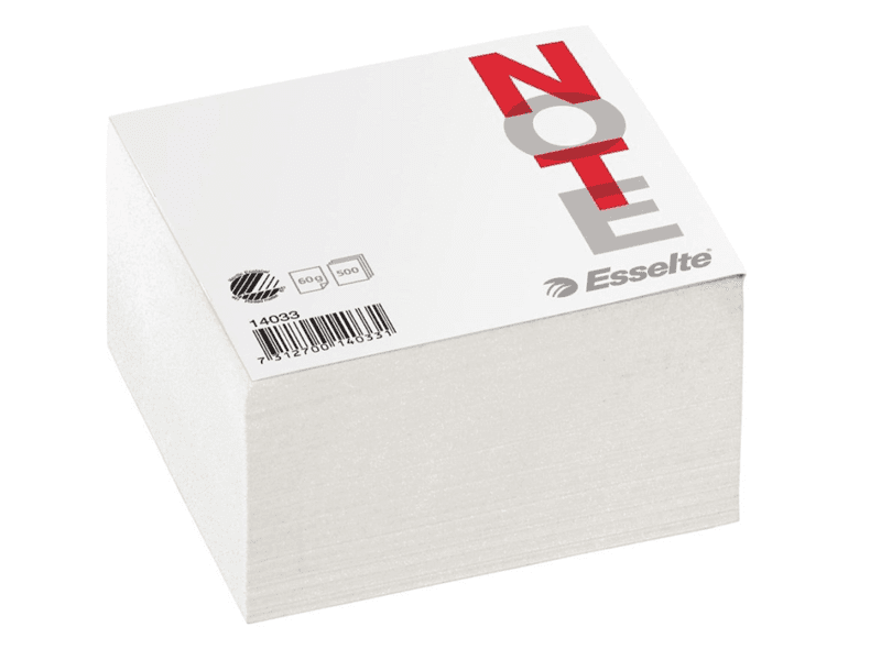 Cube block Esselte anteckningar 100x100 mm 500 ark vita - (kartong med 12)