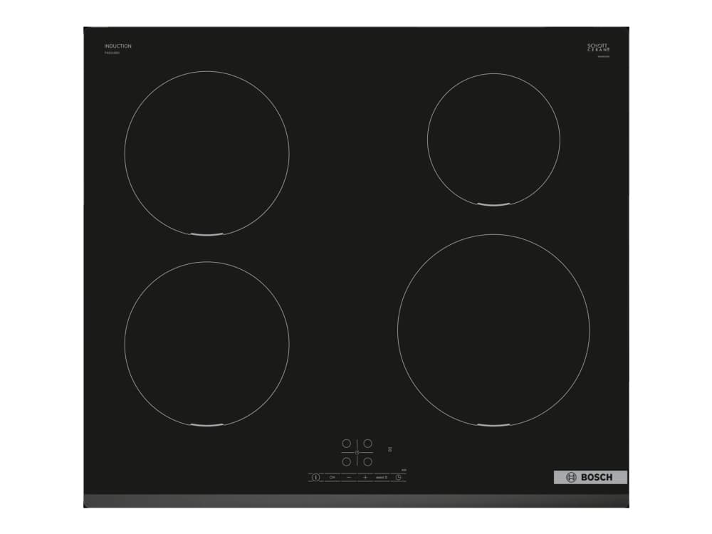 Bosch Serie | 4 PIE631BB5E - Induktionshäll - 4 kokplattor - Fördjupning - bredd: 56 cm - djup: 49 cm - ramlös, - fasett - svart