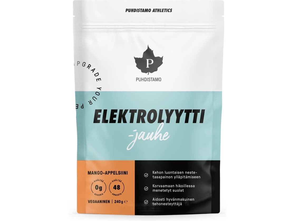 Pudhistamo Athletics elektrolyt-pulver Mango-Orange, 240 g