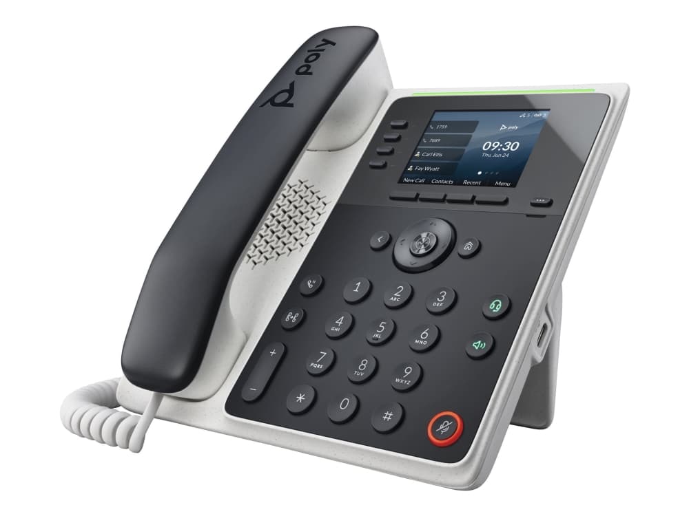 HP Poly Edge E220 - VoIP-telefon med nummerpresentation/samtal väntar - 3-riktad samtalsförmåg - SIP, SDP - flerlinjesfunktion - 16 rader - vit,