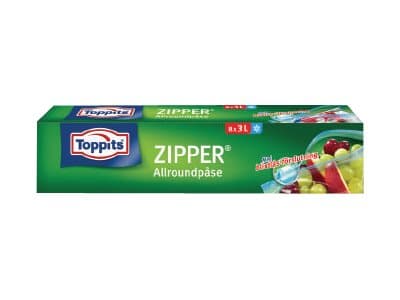 Toppits Zipper - Šterförslutningsbar påse - 3 L (paket om 8)