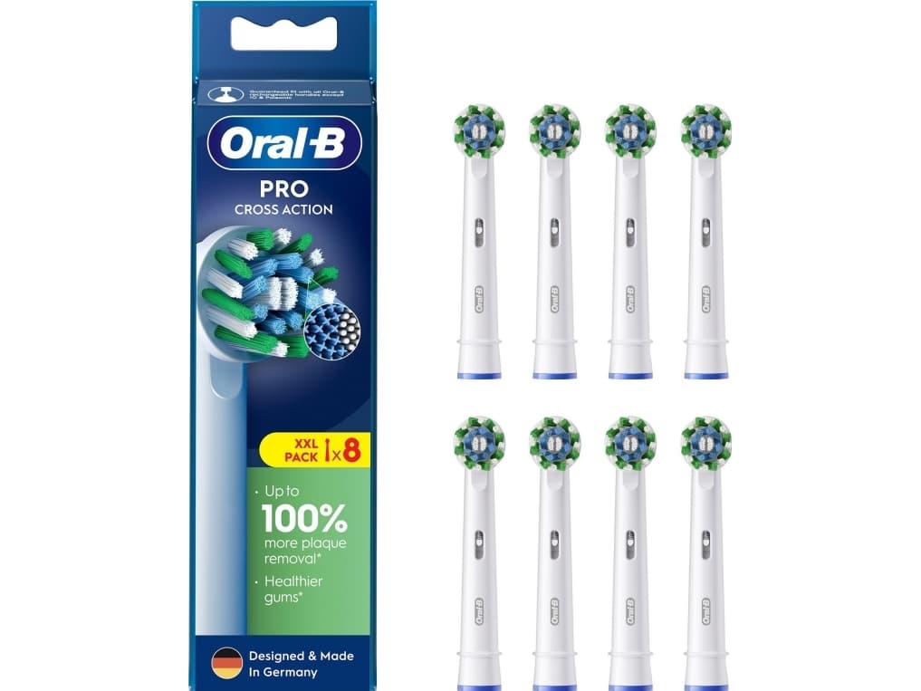 Oral-B Pro Cross Action borsthuvuden vit, 8 st