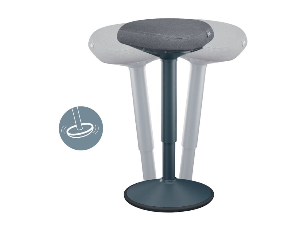 Leitz Ergo Active - Stående skrivbordsstol - ergonomisk - triangulär - svängtapp - 100 % återvunnet tyg - mörkgrå