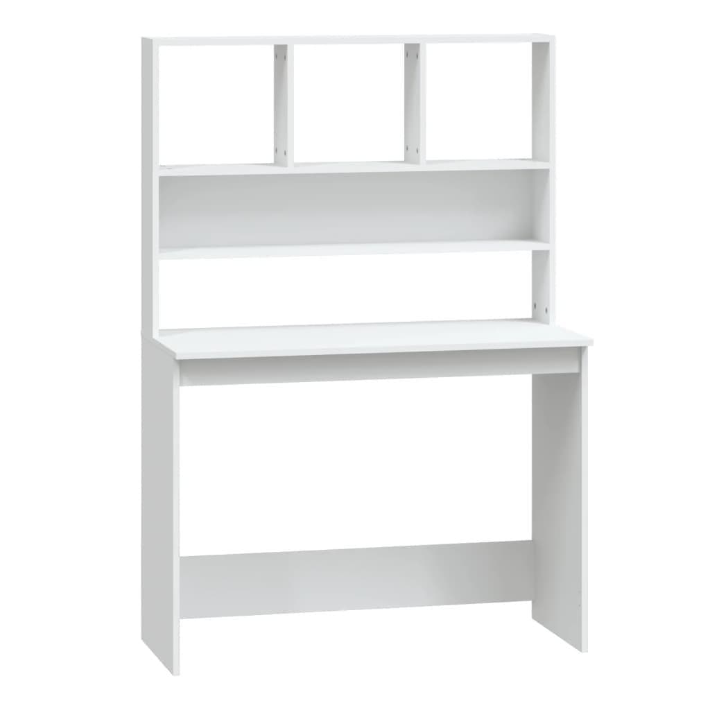 vidaXL Skrivbord med hyllor vit 102x45x148 cm konstruerat trä