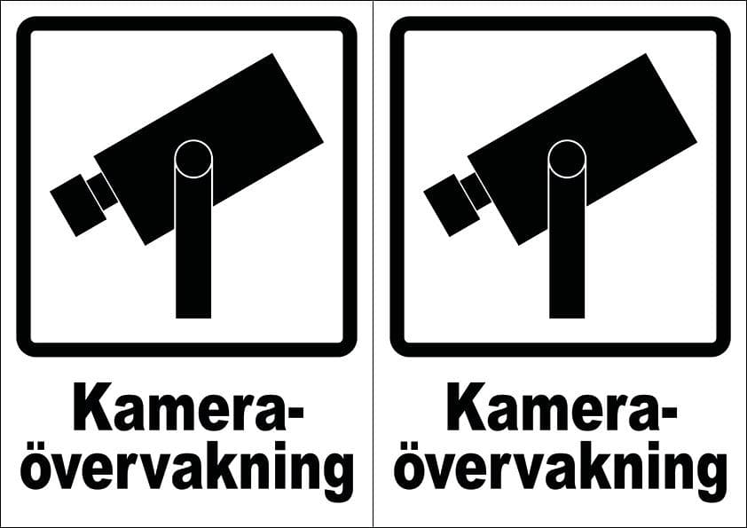 2-Pack - Kamera Övervakning - Skylt (A5)