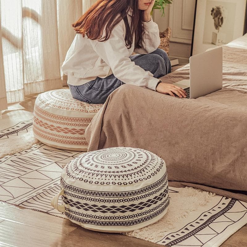 Japansk Stil Hemvist Tatami Ofyllt Marockansk Pufföverdrag Vardagsrum Sovrum Ottoman Lyxig Bomull Fotpall Lat Futon