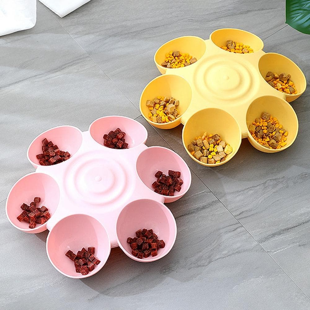 6 I 1 Hundskål Valp Långsamätare Hundskål Katt Vattenflaska Blomform Katt Vatten Matningsskål Hälsosam Diet Skål Husdjurstillbehör blå