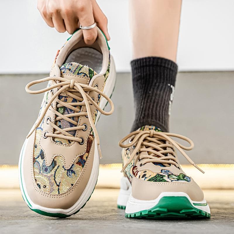Nätandningsbar Yttersula Sneakers Modegrundade och Bekväma Lättviktiga Par Löparskor Sommar Nya Herrarnas Fritidsskor cm