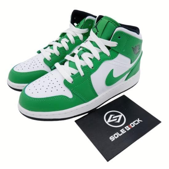 Air Jordan 1 Mid Lucky Green Ungdomsstorlek GS Retro Sneakers DQ8423-301 36.5 grön