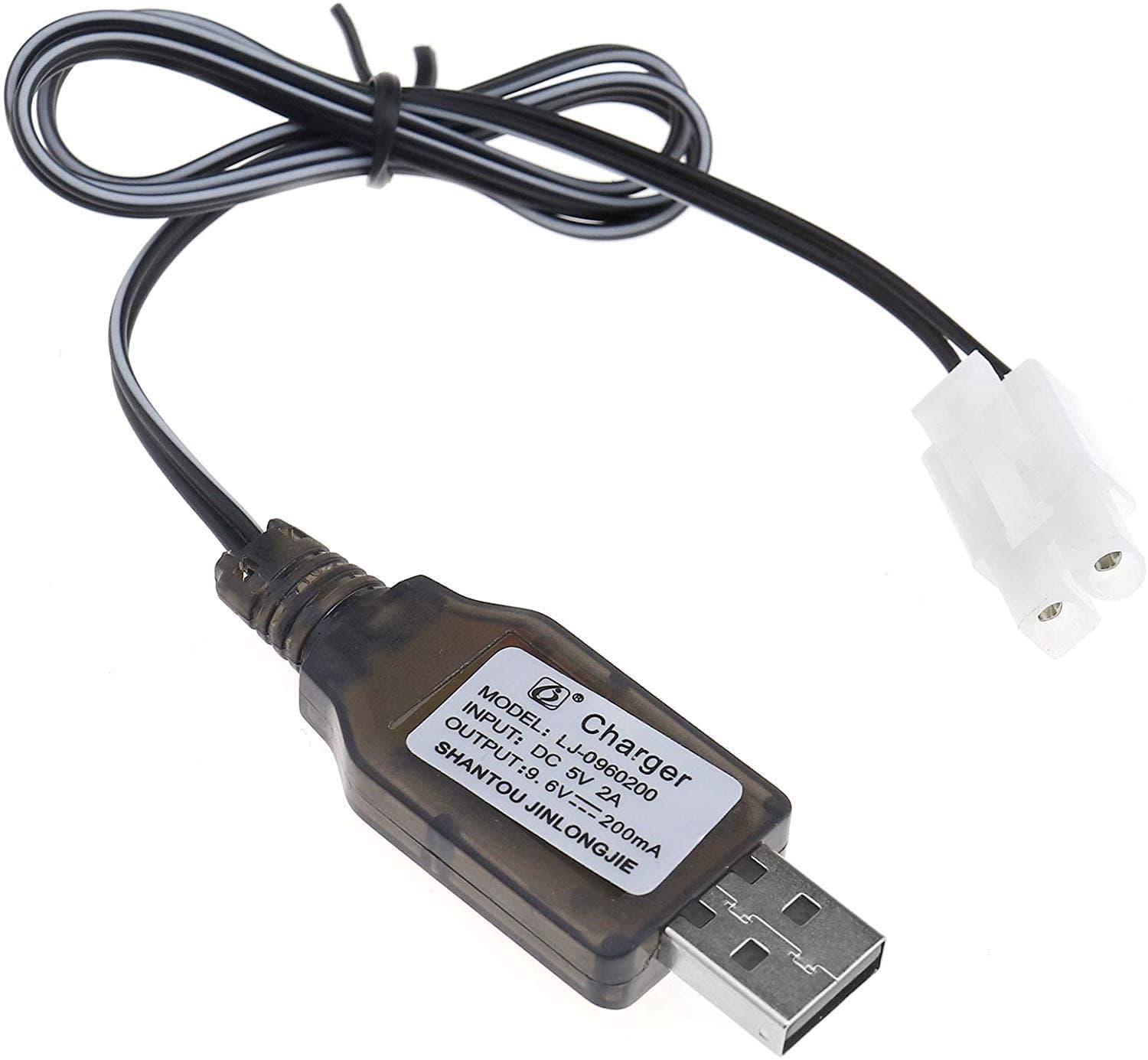 USB-laddare DC 5V för 9,6V Ni-MH/Ni-CD Uppladdningsbart Batteri – 200mA | Adapter för Fjärrstyrd Bil, Båt, Tank Fjärrkontroller |