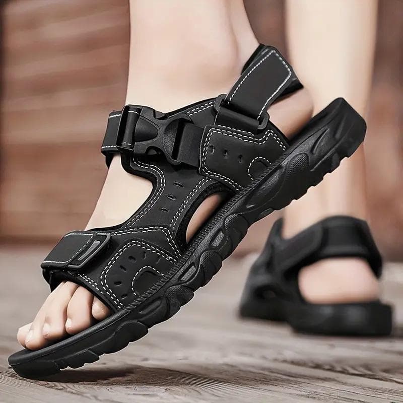 Slitstarka, halkfria herrsandaler med spänne för vandring, trekking och strandaktiviteter – perfekta för vår och sommar cm brun