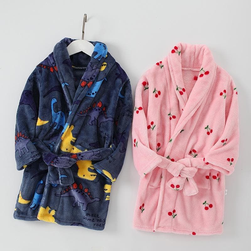 Barns Flanellpyjamas och Morgonrock Set för Höst/Vinter - Pojkar, Flickor och Matchande Hemmakläder för Föräldrar och Barn. cm körsbär