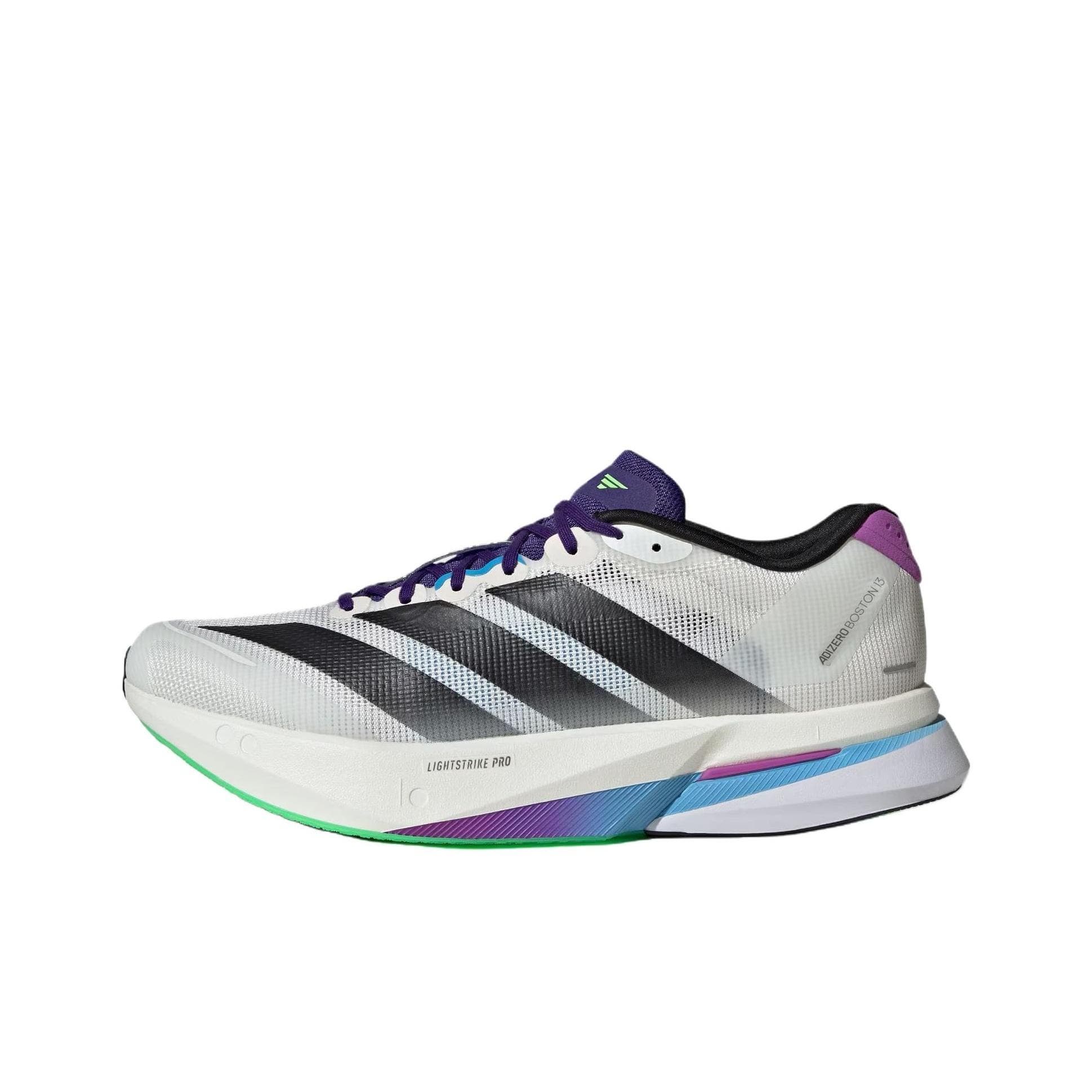adidas Adizero Boston 13 Core White Core Black Lime Burst Herr Sneakers JS4946 cm