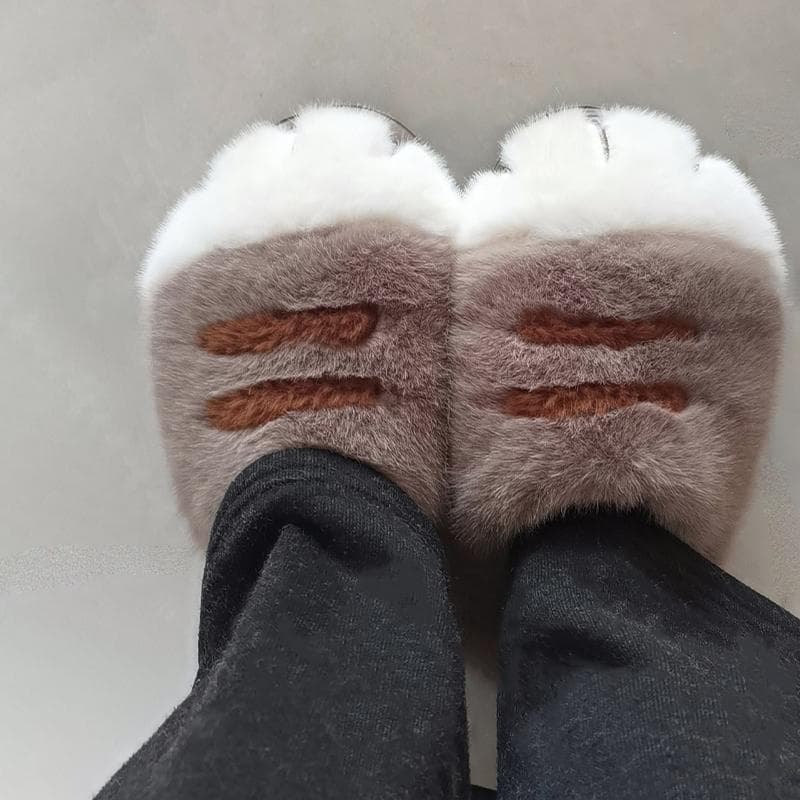 Mode Nya lurviga kattfottofflor för kvinnor nyhet kattungefötter tofflor skor fluffiga kattungar hemtoffla damer kawaii anime klotoffla cm