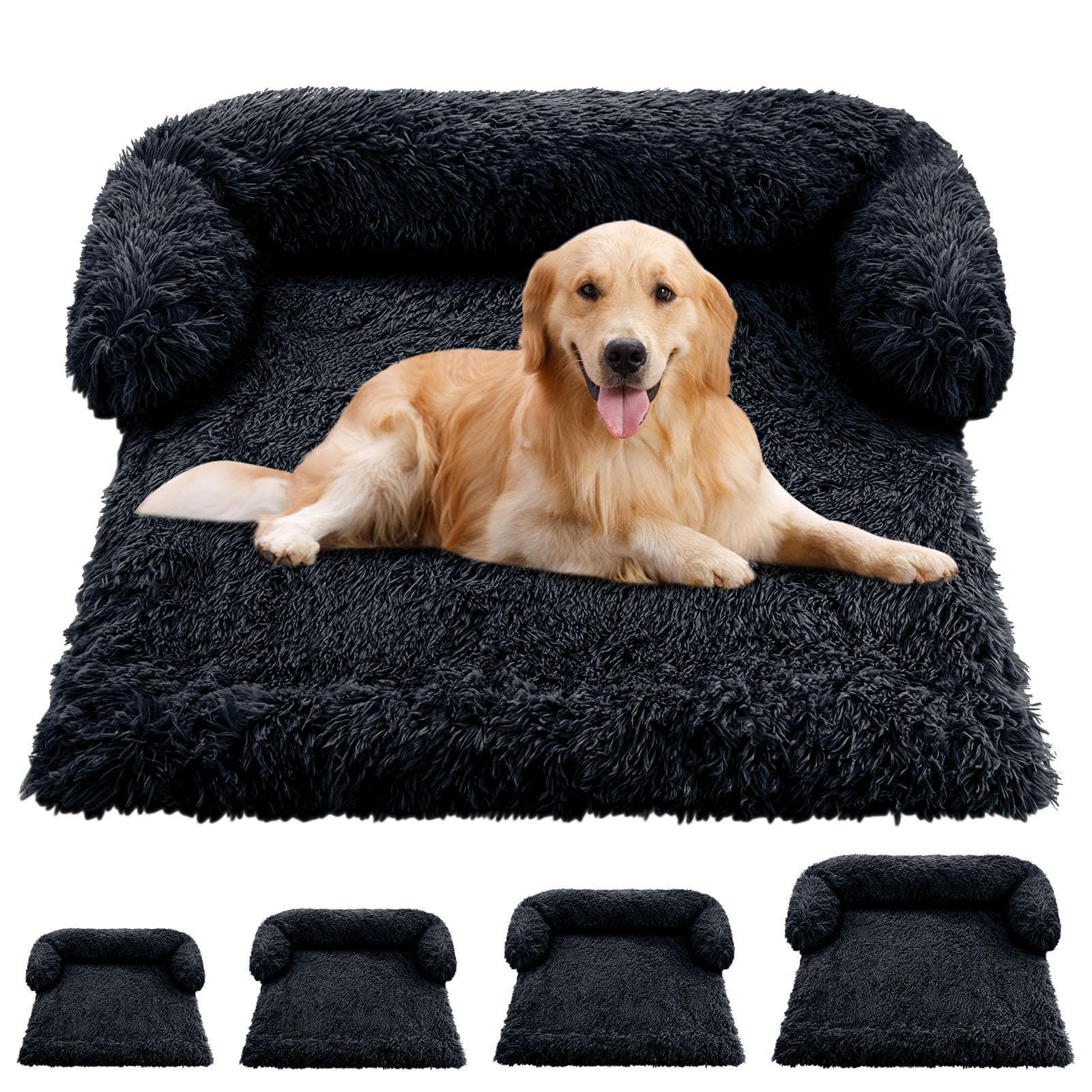 Hundsängsoffa för stora hundar Pet House Soffmatta Warm Nest Sängar Kennel Mjuk Pet Katt Valp Kudde Lång plysch filt Sofföverdrag mörkgrå färg
