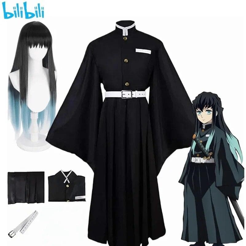 bilibili Anime Demon Slayers Kimetsu No Yaiba Tokitou Muichirou Cosplay Kostymer Kisatsutai Uniform Peruk Halloween Party Kostym cm