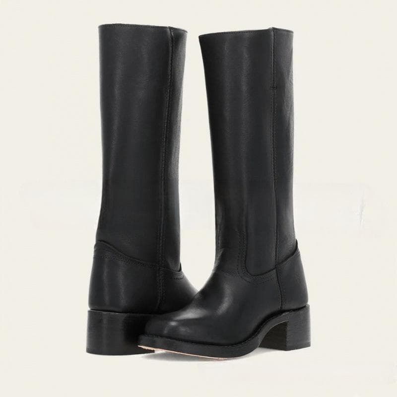 Damskor 2025 Vinter Nya Europeiska och Amerikanska Långa Stövlar Stora Vintage Damsko Campus Western Cowboy Boots cm röd