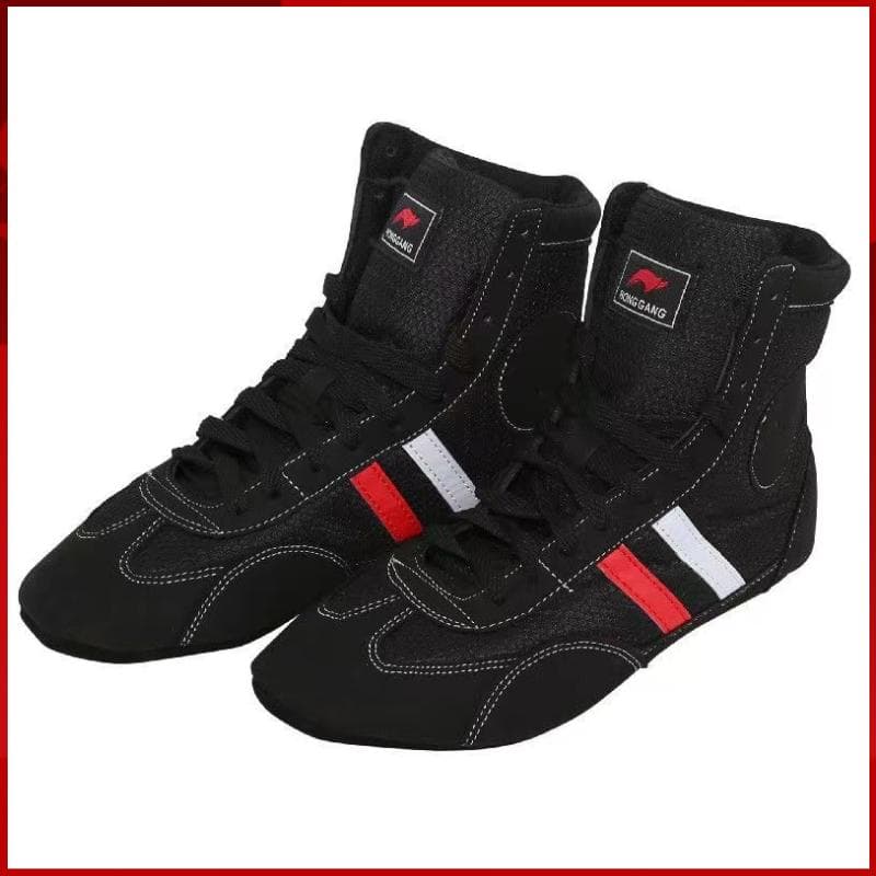 Vuxen Barn Mjuk Sula Omvänd Mocka Sangbo Brottning Boxningskängor Storlek 30-44 Fight Sko Träning Tävling Sneakers cm svart