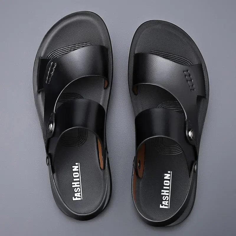 Klassiska Nya Herrsandaler Äkta Lädersandaler för Män Utomhus Strandtofflor Lädskor 2024 Sandalias De Hombre cm brun