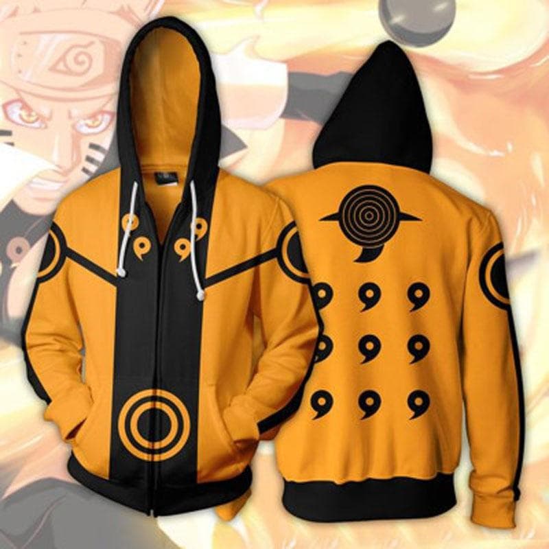 Högkvalitativ Anime Naruto Rei Akatsuki tryckta dragkedjetröjor Huvtröjor Animetröjor Anime Cosplay Plus Size cm gul