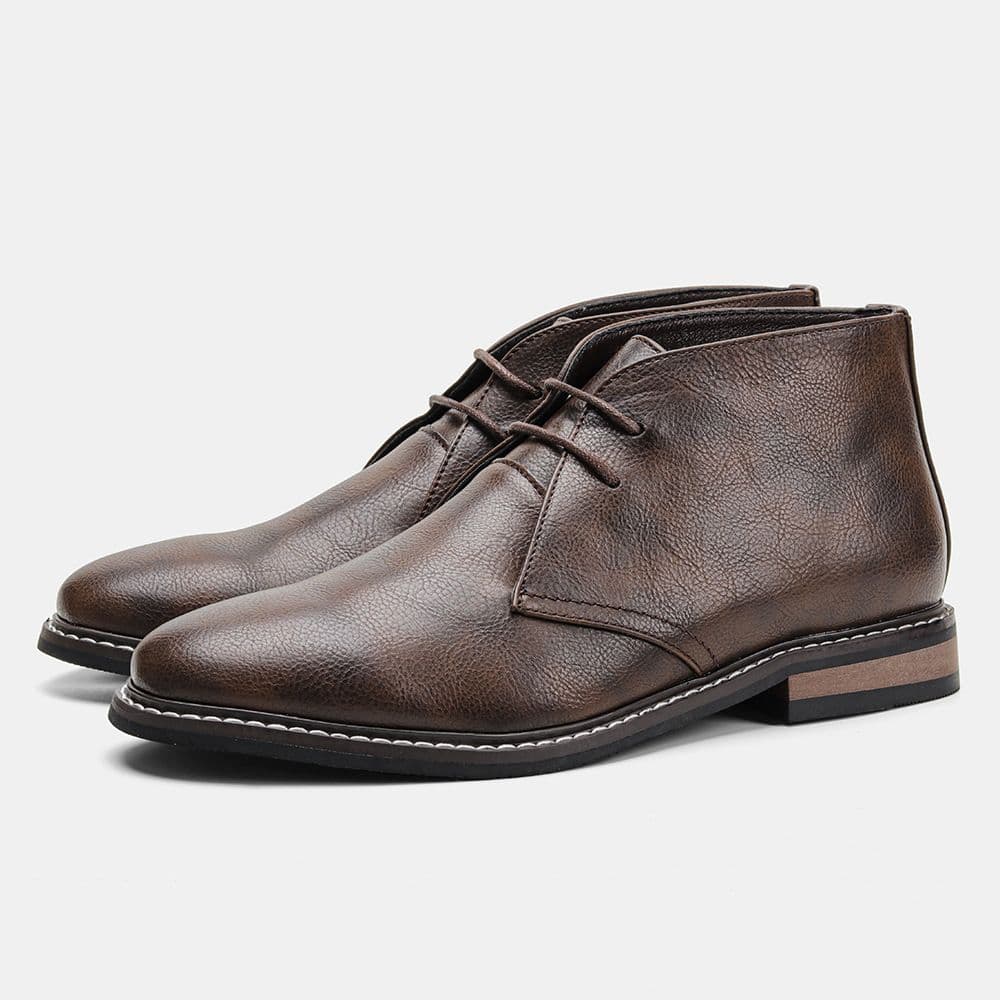Herr Klassiska Retro Läder Chukka / Turf Stövlar Herr Mode Ankelkänga Herr Snörning Korta Ökenkängor Höga Skor cm svart