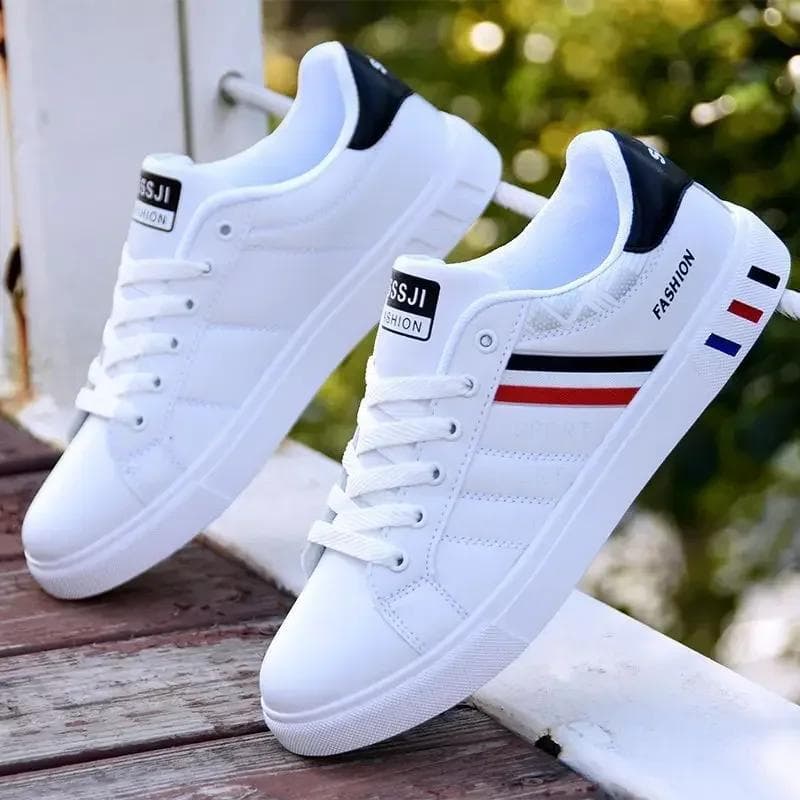 Herr Sneakers Fritidsskor Herr Flats Zapatillas Hombre Lättvikts Pu Läder Andas Sko Herr Vita Sport Tenis Skor cm silver