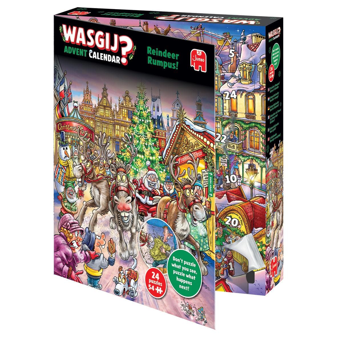 Wasgij Adventskalender Reindeer Rumpus! Pussel 24 x 54 bitar - Wasgij - Leksaksaffären