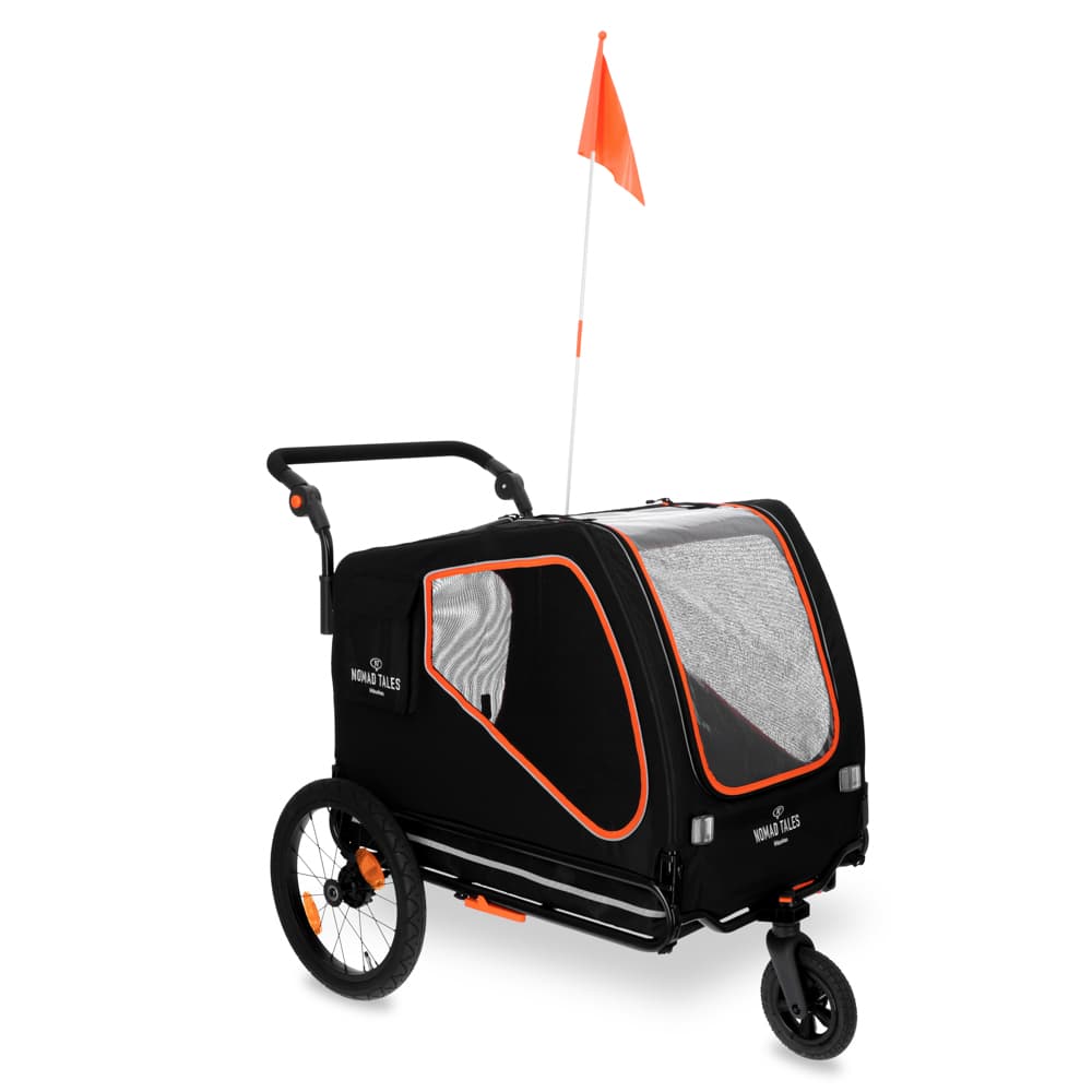 Nomad Tales Spirit cykelsläp, ebony/tangerin - L 145 x B 72 x H 102 cm, upp till 45 kg