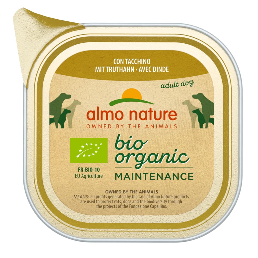 Almo Nature BioOrganic Maintenance 12 x 100 g - Blandpack II: Ekologisk kyckling & ekologiska grönsaker + ekologisk kalkon