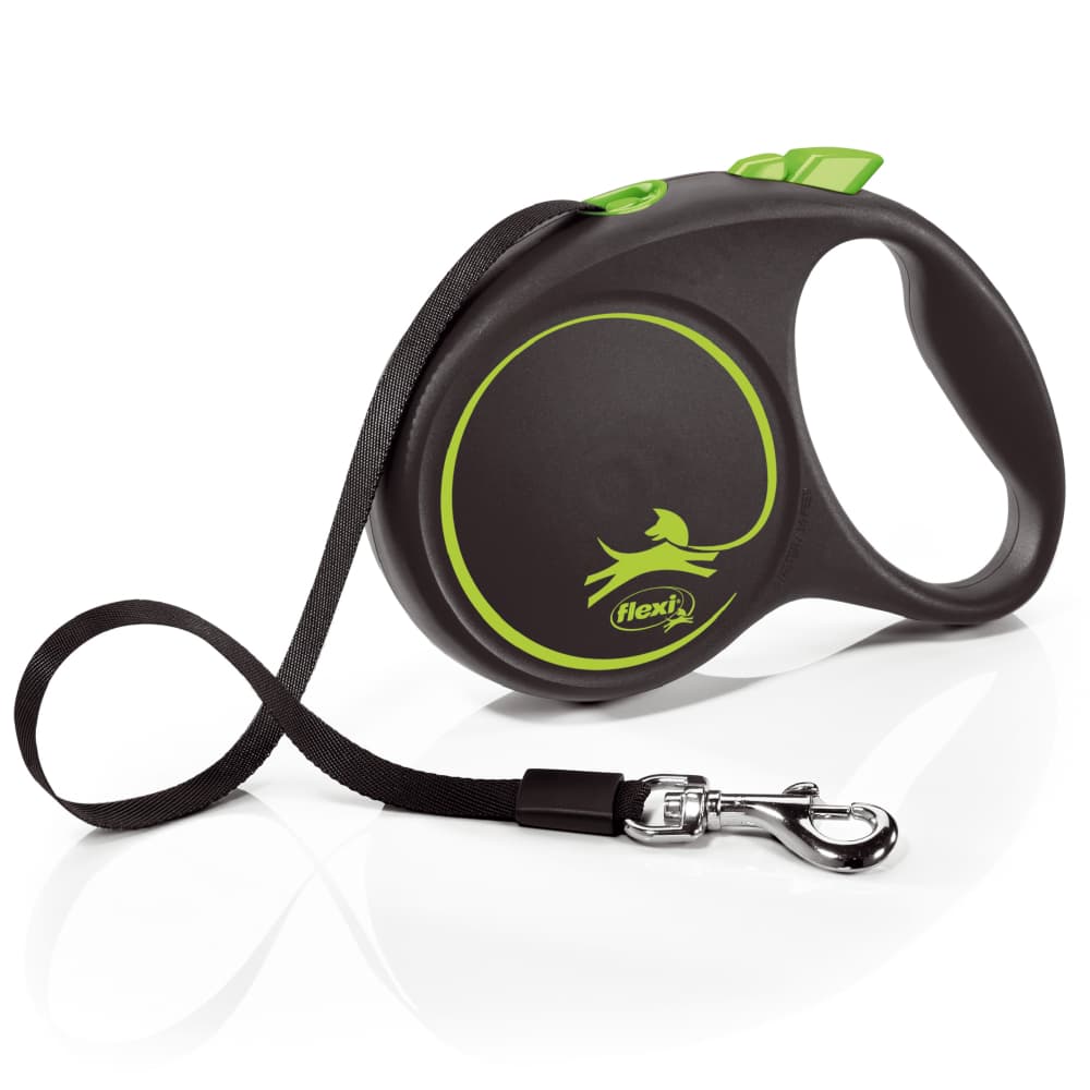 flexi Black Design bandkoppel grönt, 5 m - Storlek L: upp till 50 kg