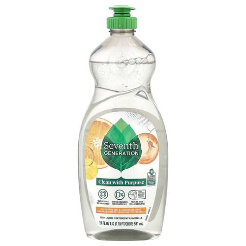 Seventh Generation, Diskmedel, Clementine Zest & Citrongräs, 19 fl oz (561 ml)