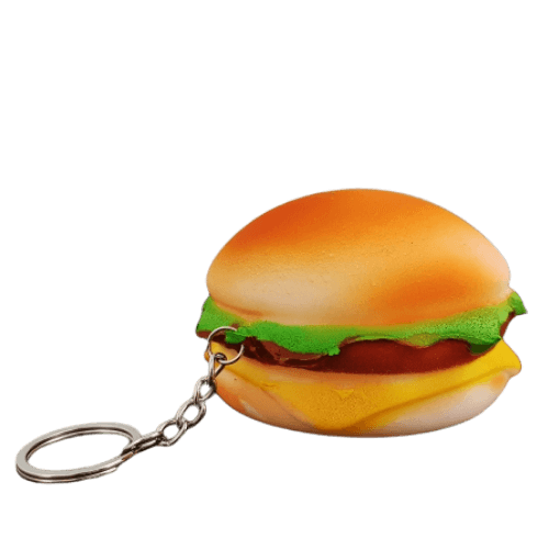 Burger Stresslindrande Klämleksak Med Nyckelring - 8 × 5 cm