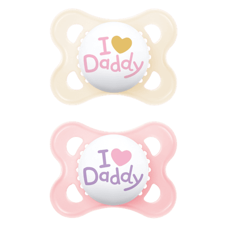 MAM Original I Love Daddy Pink & Beige Color 2–6M Napp – 2 st